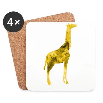 Giraffe lustige Tiere Aquarell T Shirt Kinder Gesc - Untersetzer (4er-Set) - Weiß - Vorne