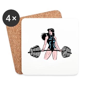 Entraînement puissant de musculation de poids de femme forte - Dessous de verre (lot de 4) - blanc - Devant