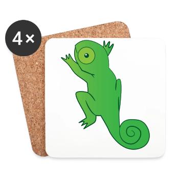 Reptile - Caméléon - Caméléons - Cadeau - Dessous de verre (lot de 4) - blanc - Devant