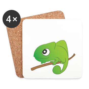Reptile - Caméléon - Caméléons - Cadeau - Dessous de verre (lot de 4) - blanc - Devant