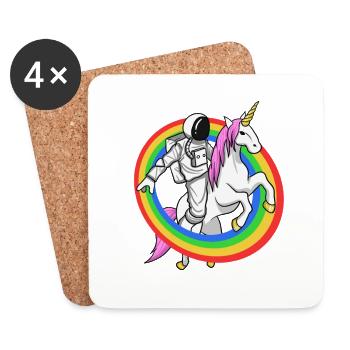 Astronaut Riding Unicorn Space Einhorn Geschenk - Untersetzer (4er-Set) - Weiß - Vorne