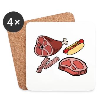 Anti Vegan Fleischfresser Fleisch Filet Geschenk - Untersetzer (4er-Set) - Weiß - Vorne