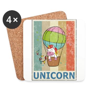 Licorne, cru, retro, style, grunge, licornes - Dessous de verre (lot de 4) - blanc - Devant