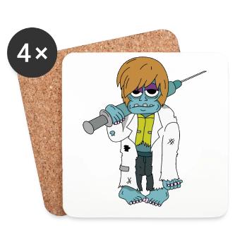Doktor Zombie - Halloween Monster Spritze Arzt Tod - Untersetzer (4er-Set) - Weiß - Vorne