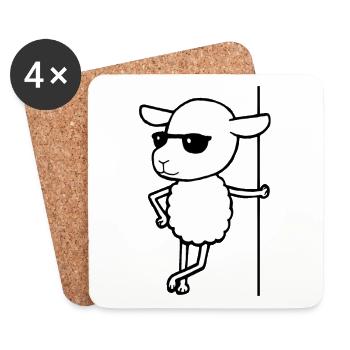 Cool sheep with sunglasses Mäh wool - Coasters (set of 4) - white - Front