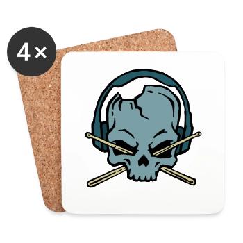 Drummer Baguettes Band Loud Metal Rock cadeau - Dessous de verre (lot de 4) - blanc - Devant