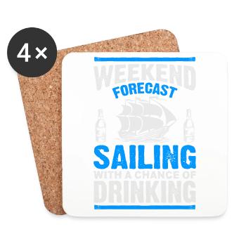 Beer sailing voilier voilier cadeau - Dessous de verre (lot de 4) - blanc - Devant
