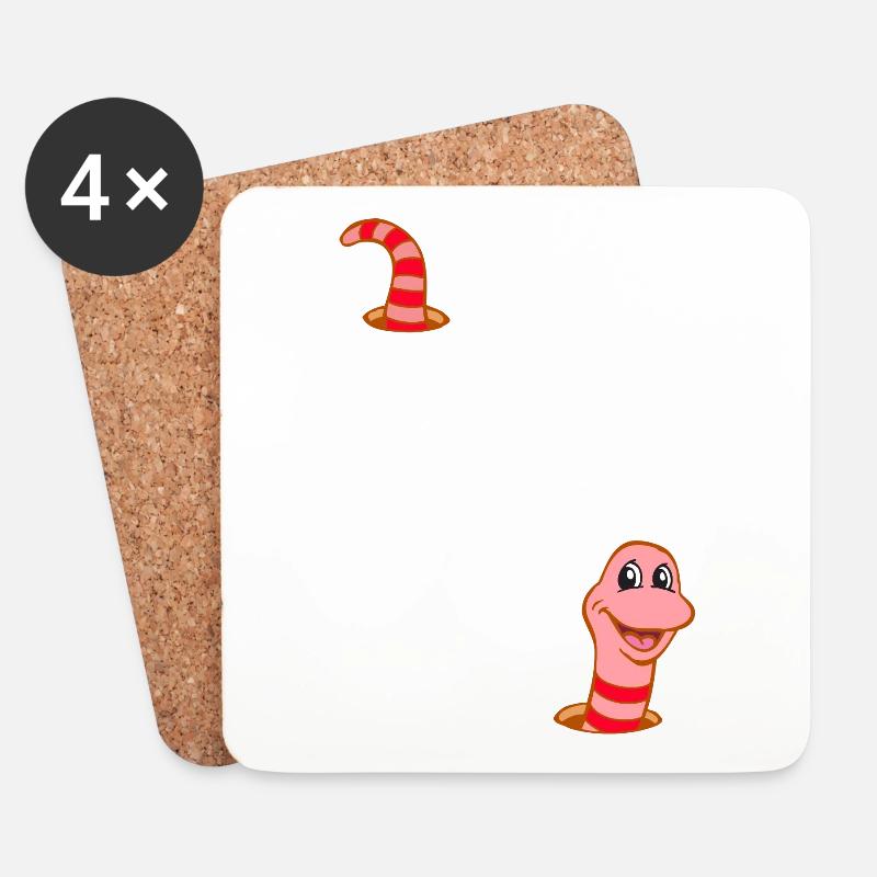 Wurm im Wurmloch - Untersetzer (4er-Set) - Weiß