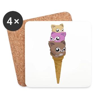 Katzen Eis - Untersetzer (4er-Set) - Weiß - Vorne