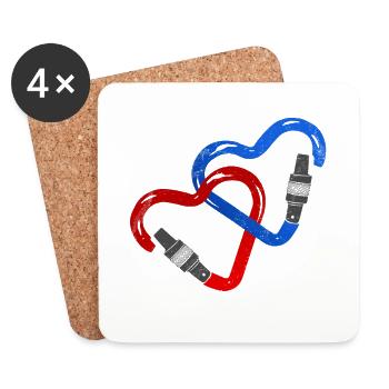 Carabiner Heart - climbing love partner gift - Coasters (set of 4) - white - Front