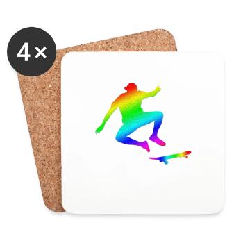 Skateboarding T-shirt Kühler Silhouette-Skate gay - Untersetzer (4er-Set) - Weiß - Vorne