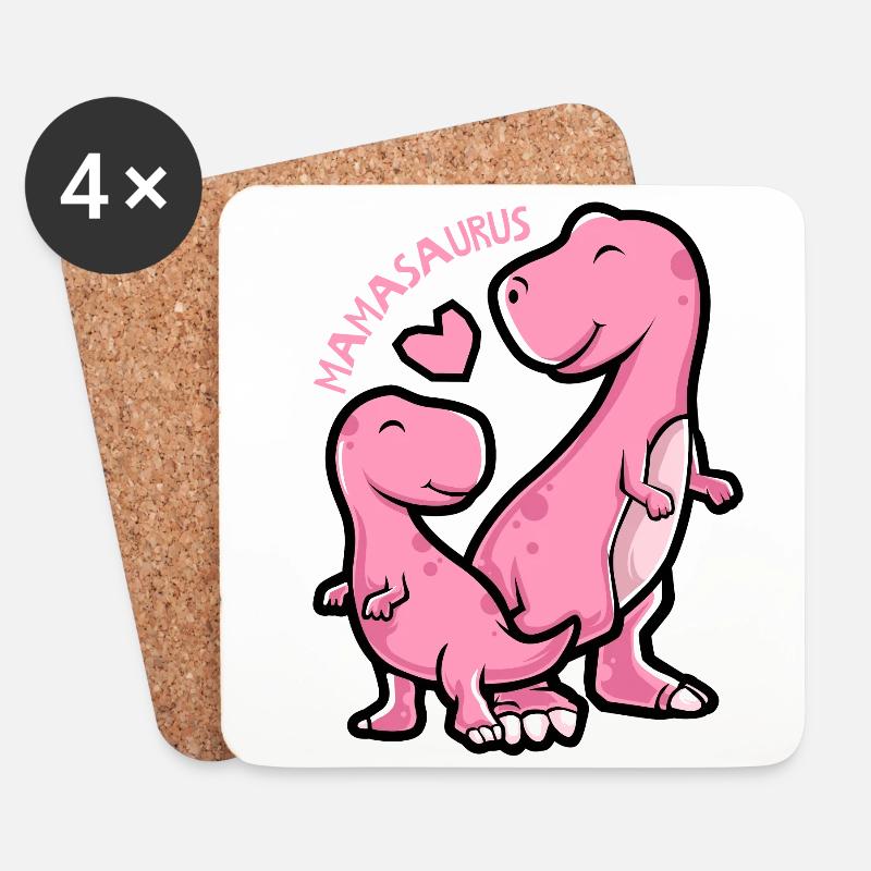 Mamasaurus - lustige Dinosaurier-Grafik - Untersetzer (4er-Set) - Weiß