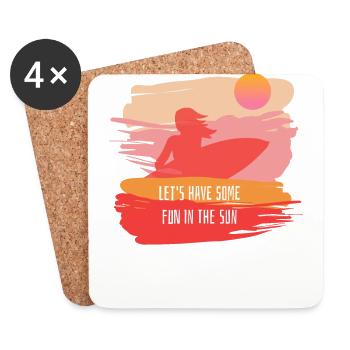 Summer saying surfing - Coasters (set of 4) - white - Front