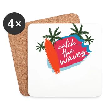 Été sort Plage Surf - Dessous de verre (lot de 4) - blanc - Devant