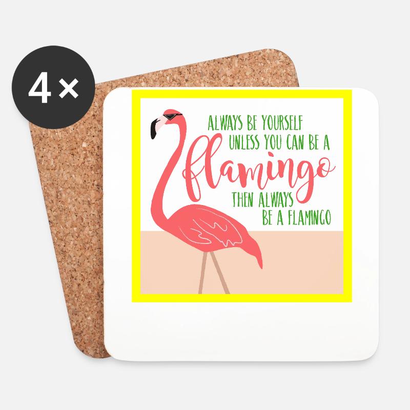 Sommer Flamingo - Untersetzer (4er-Set) - Weiß