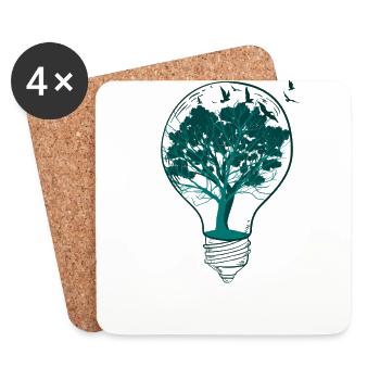 Lightbulb nature tree - Coasters (set of 4) - white - Front