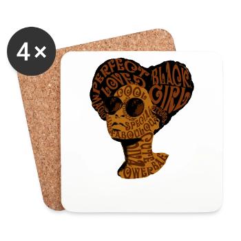 Black Girl - Melanin Afro Dunkelhäutig Farbig - Untersetzer (4er-Set) - Weiß - Vorne