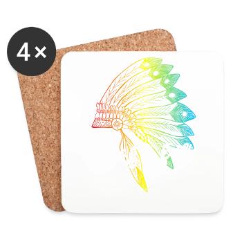 Wild and Free Wild & Free Native American Indians - Coasters (set of 4) - white - Front