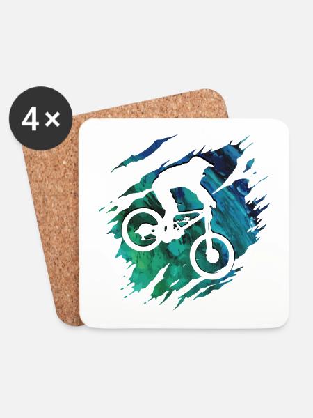 Mountainbike - Mountainbiker Downhill Geschenk - Untersetzer (4er-Set) - Weiß