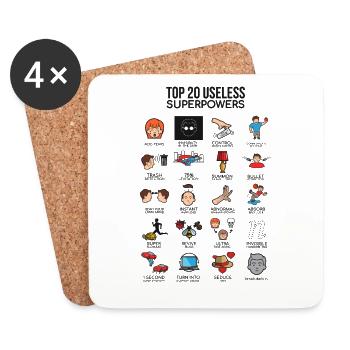 20 cadeaux de super pouvoirs superflus - Dessous de verre (lot de 4) - blanc - Devant