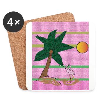 Insel Flamingo - Untersetzer (4er-Set) - Weiß - Vorne