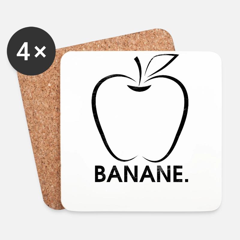 Apfel oder Banane - Untersetzer (4er-Set) - Weiß