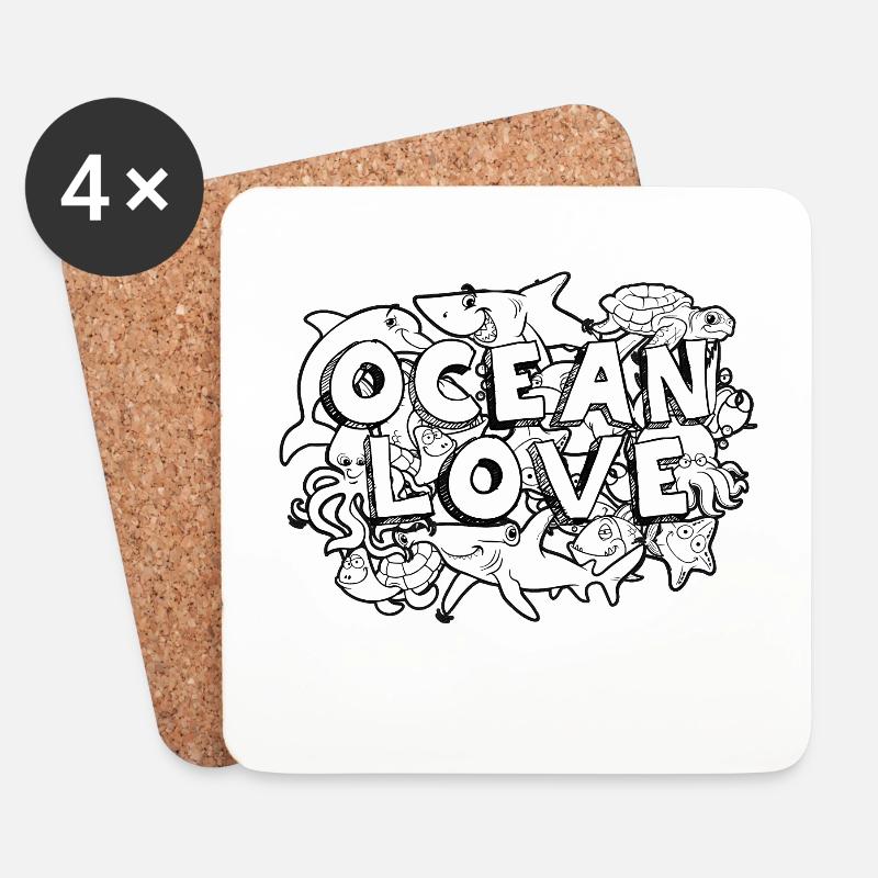 doodle Art Ocean - Untersetzer (4er-Set) - Weiß