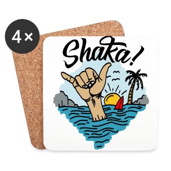 Shaka surfeur salutation Hawaii - Dessous de verre (lot de 4) - blanc - Devant