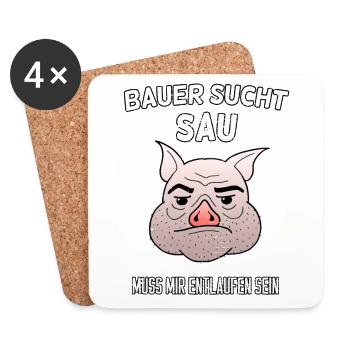 Farmer Seeks Wife Sau Funny Farmer Gift - Coasters (set of 4) - white - Front