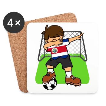 Costa Rica Soccer Ball Dabbing Kid Costa Rican - Coasters (set of 4) - white - Front