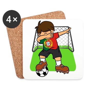 Portugal-Fußball-Ball, der Kind-Portugiese abtupft - Untersetzer (4er-Set) - Weiß - Vorne