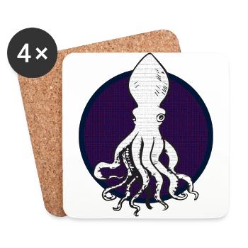 Poulpe blanc - Dessous de verre (lot de 4) - blanc - Devant