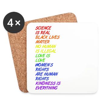 La science est réelle - LGBT - Dessous de verre (lot de 4) - blanc - Devant