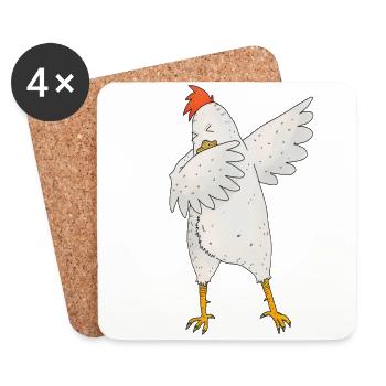 Dabbing cock animal dab déplacer mouvement cadeau - Dessous de verre (lot de 4) - blanc - Devant