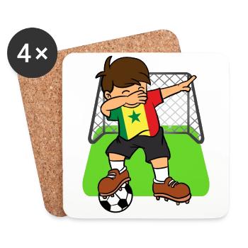 Senegal Soccer Ball Dabbing Kid Senegalese - Coasters (set of 4) - white - Front