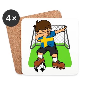 Suède Soccer Ball Dabbing Kid Suédois Football - Dessous de verre (lot de 4) - blanc - Devant
