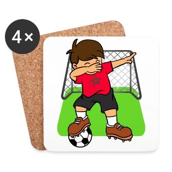 Marokkanischer Fußball, der Kindermarokkanischen Fußball abtupft - Untersetzer (4er-Set) - Weiß - Vorne