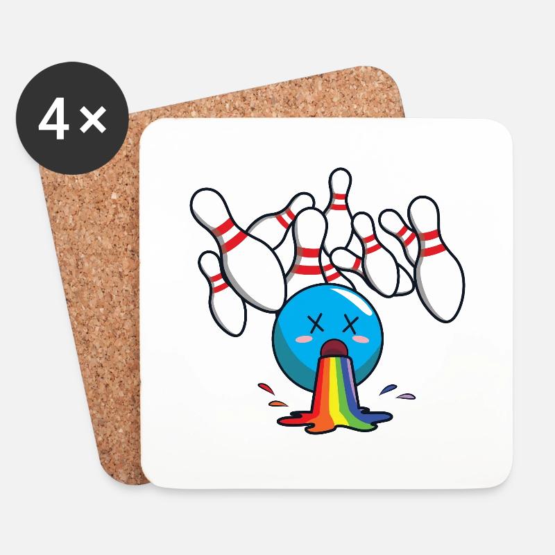 Bowling bowling rainbow - Coasters (set of 4) - white