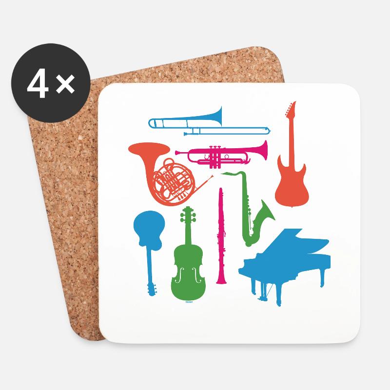 Musical Instruments - Coasters (set of 4) - white