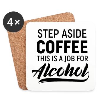 Alcool café bière vodka fête fatiguée - Dessous de verre (lot de 4) - blanc - Devant
