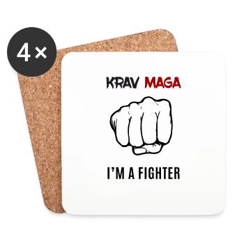 Krav Maga Kämpfer - Untersetzer (4er-Set) - Weiß - Vorne