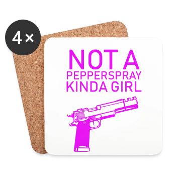 Gun Girl No Papperspray Guns Shooting Weapons - Coasters (set of 4) - white - Front