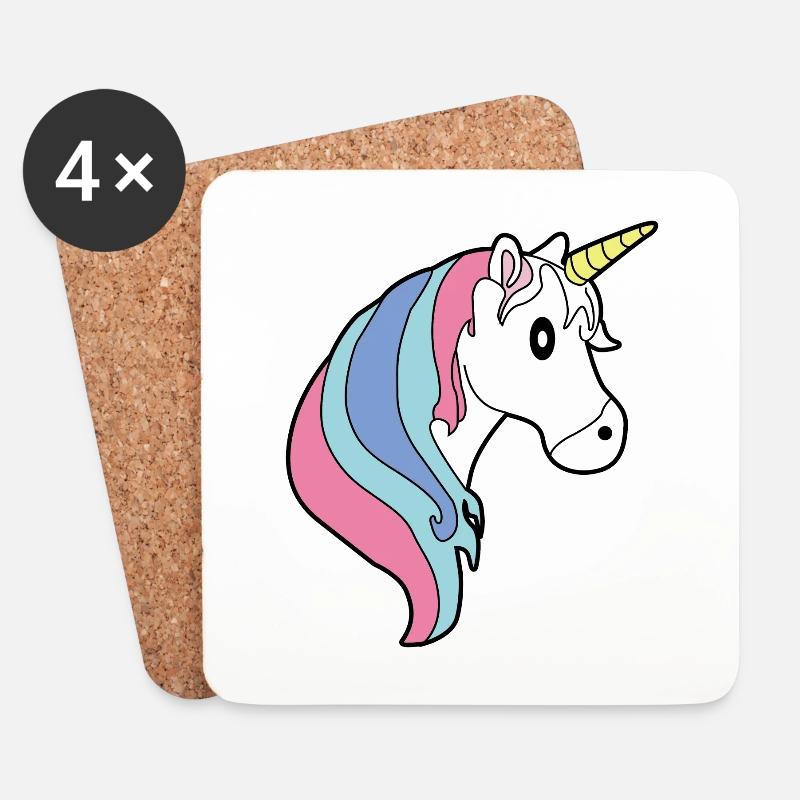 einhorn kopf mähne bunte lange haare - Untersetzer (4er-Set) - Weiß