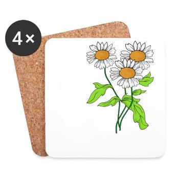 Gänseblümchen Blume Pflanze blühen Geschenkidee - Untersetzer (4er-Set) - Weiß - Vorne