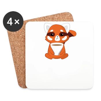 Red Panda - cat bear - morning muffle - Coasters (set of 4) - white - Front