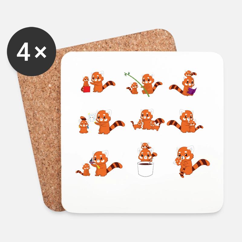 Roter Panda - Katzenbär - Mama - Mutti - Untersetzer (4er-Set) - Weiß