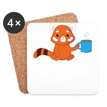 Red Panda - cat bear - coffee - morning muffle - Coasters (set of 4) - white - Front