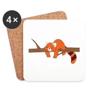 Panda rouge - Ours de chat - Lazy - Nonsense - Dessous de verre (lot de 4) - blanc - Devant