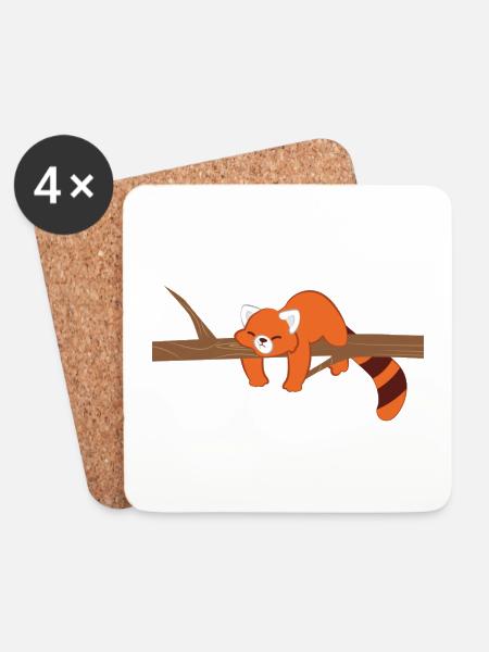 Roter Panda - Katzenbär - Faul - Nichtsnutz - Untersetzer (4er-Set) - Weiß