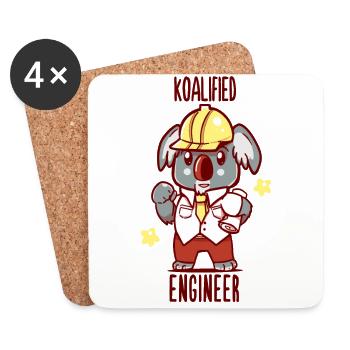 Ingénieur koalifié - Koala Animal Pun - Dessous de verre (lot de 4) - blanc - Devant